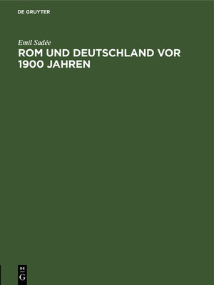 cover image of Rom und Deutschland vor 1900 Jahren